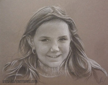 portrait aux pastels sur papier gris sur commande