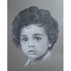 portrait aux pastels sur papier gris sur commande