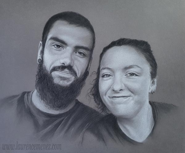 Retour aux portraits portrait aux pastels sur papier gris sur commande