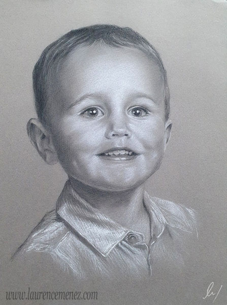 Retour aux portraits portrait aux pastels sur papier gris sur commande