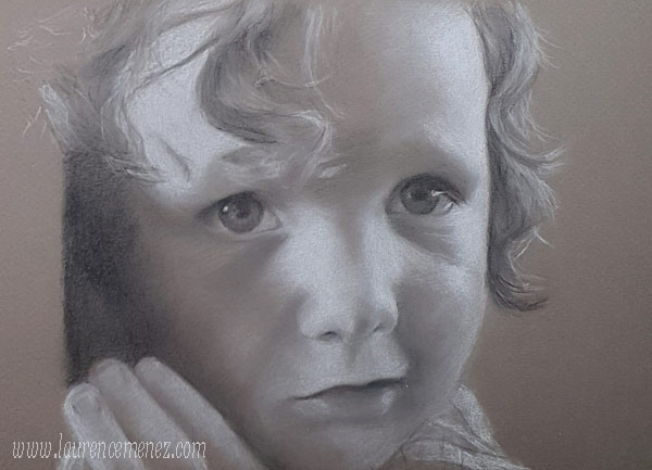 Retour aux portraits portrait aux pastels sur papier gris sur commande