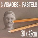 portrait de 3 visages 30x42cm aux pastels sur commande