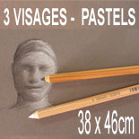portrait de 3 visages 38x46cm aux pastels sur commande