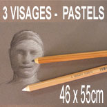 portrait de 3 visages 46x55cm aux pastels sur commande