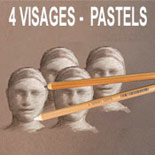 portrait de 4 visages aux pastels sur commande