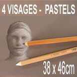 portrait de 4 visages 38x46cm aux pastels sur commande
