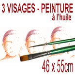 portrait de 3 visages 46x55cm en peinture à l'huile sur commande