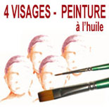 portrait de 4 visages en peinture à l'huile sur commande