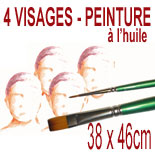 portrait de 4 visages 38x46cm en peinture à l'huile sur commande