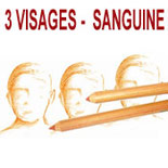 portrait de 3 visages à la sanguine sur commande