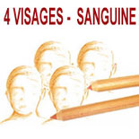 portrait de 4 visages à la sanguine sur commande