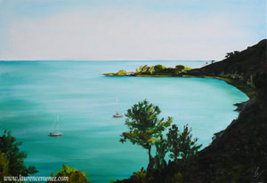 L'île vierge, peinture à l'huile sur toile, Laurence Menez Artiste-peintre