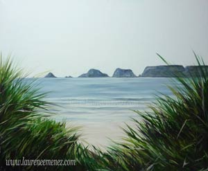 Vue des dunes de Goulien, peinture à l'huile sur toile, Laurence Menez Artiste-peintre