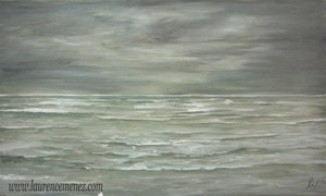 Mer Grise, peinture à l'huile sur toile, Laurence Menez Artiste-peintre