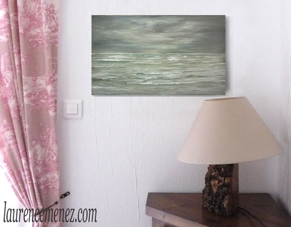 Mer Grise, peinture à l'huile sur toile, Laurence Menez Artiste-peintre