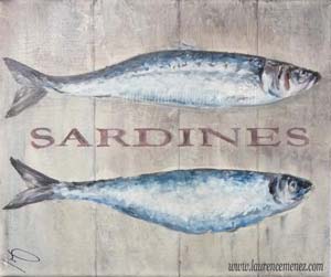 Sardines, peinture à l'huile sur toile, Laurence Menez Artiste-peintre