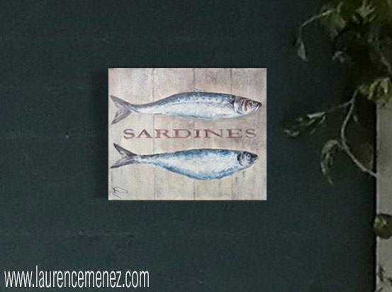 Sardines, peinture à l'huile sur toile, Laurence Menez Artiste-peintre