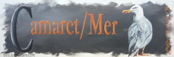 Retour Goéland sur fond gris, peinture à l'huile sur toile, Laurence Menez Artiste-peintre