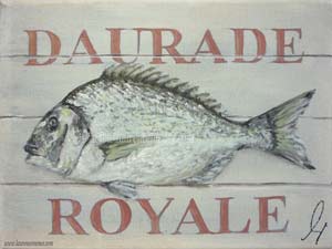 Daurade Royale, peinture à l'huile sur toile, Laurence Menez Artiste-peintre