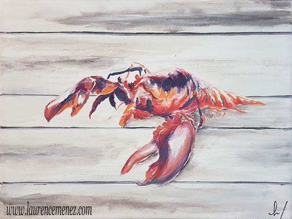 Homard - N°302, peinture à l'huile sur toile, Laurence Menez Artiste-peintre