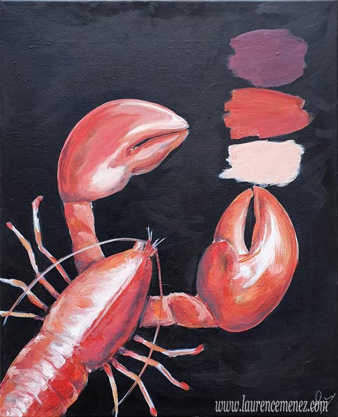 Homard - N°389, peinture à l'huile sur toile, Laurence Menez Artiste-peintre