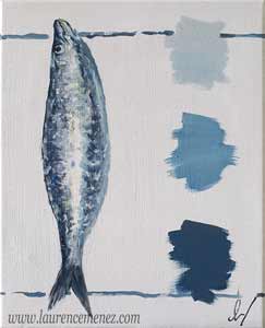 Sardine - N°391, peinture à l'huile sur toile, Laurence Menez Artiste-peintre