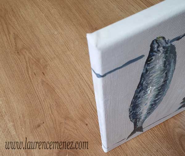 Sardine, peinture à l'huile sur toile, Laurence Menez Artiste-peintre