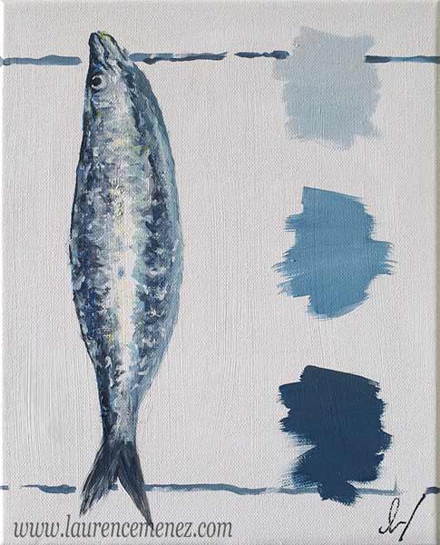 Sardine, peinture à l'huile sur toile, Laurence Menez Artiste-peintre