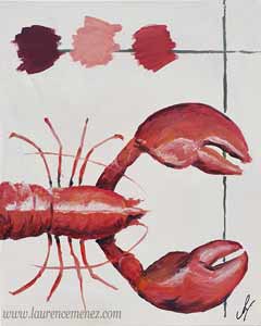 Homard - N°392, peinture à l'huile sur toile, Laurence Menez Artiste-peintre